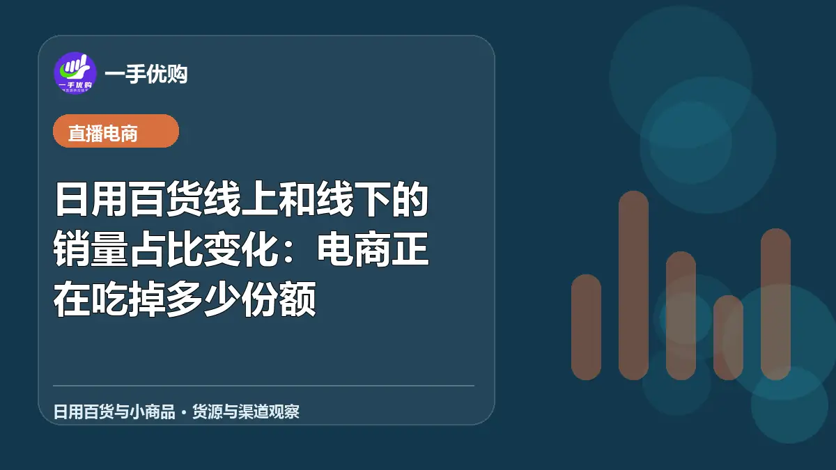 日用百货与小商品主题图：日用百货线上和线下的销量占比变化