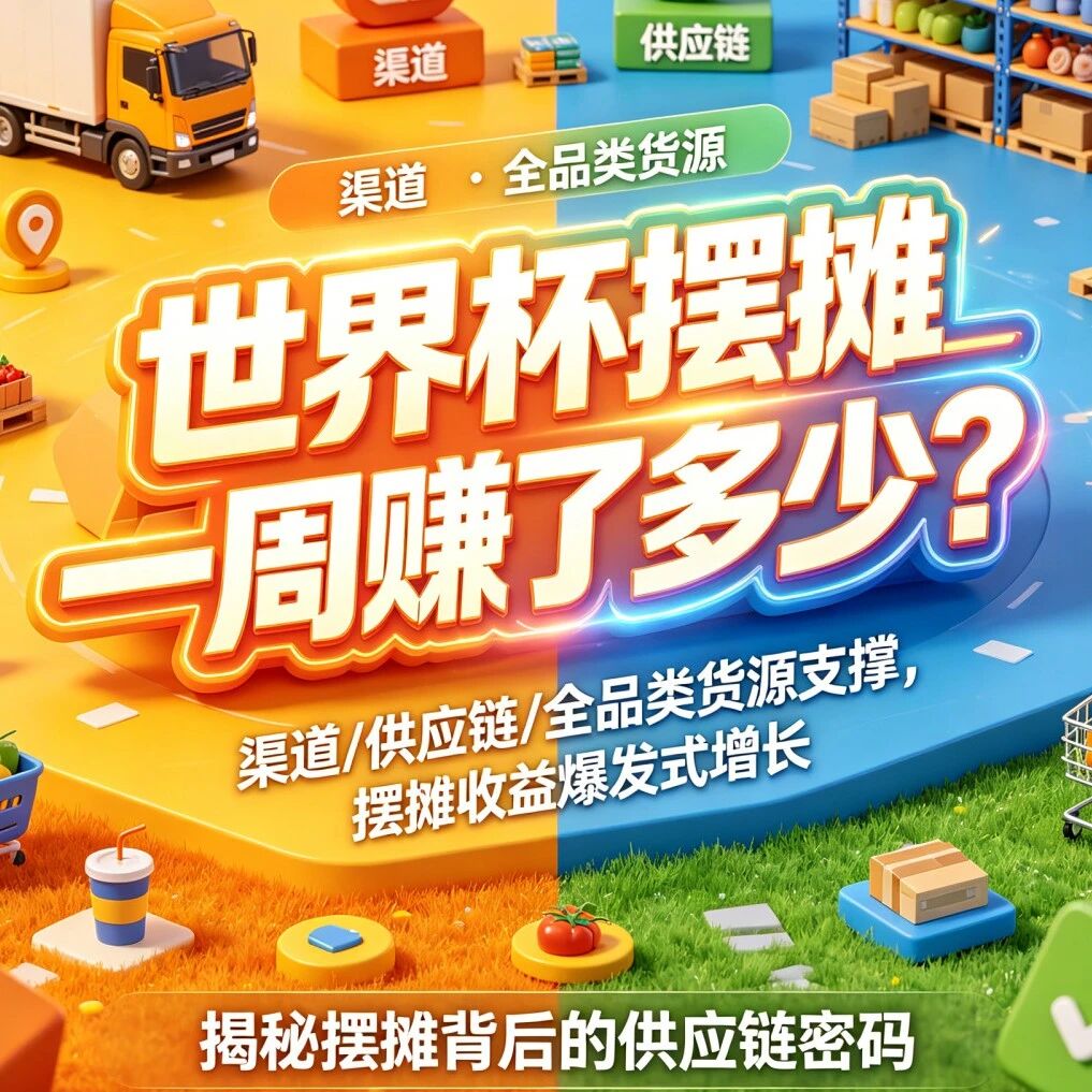 世界杯摆摊一周经营数据如何？摆摊货源批发渠道选择会影响哪些经营结果？首周摆摊经营数据复盘封面图