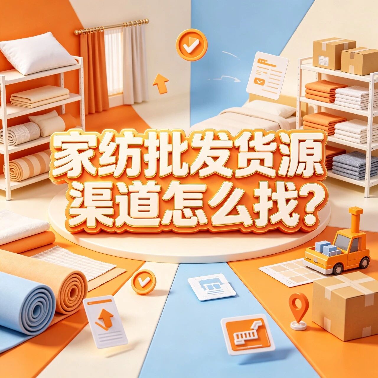 家纺批发货源渠道怎么找？南通家纺和叠石桥家纺进货有什么区别？找家纺一手货源有哪些途径？封面图